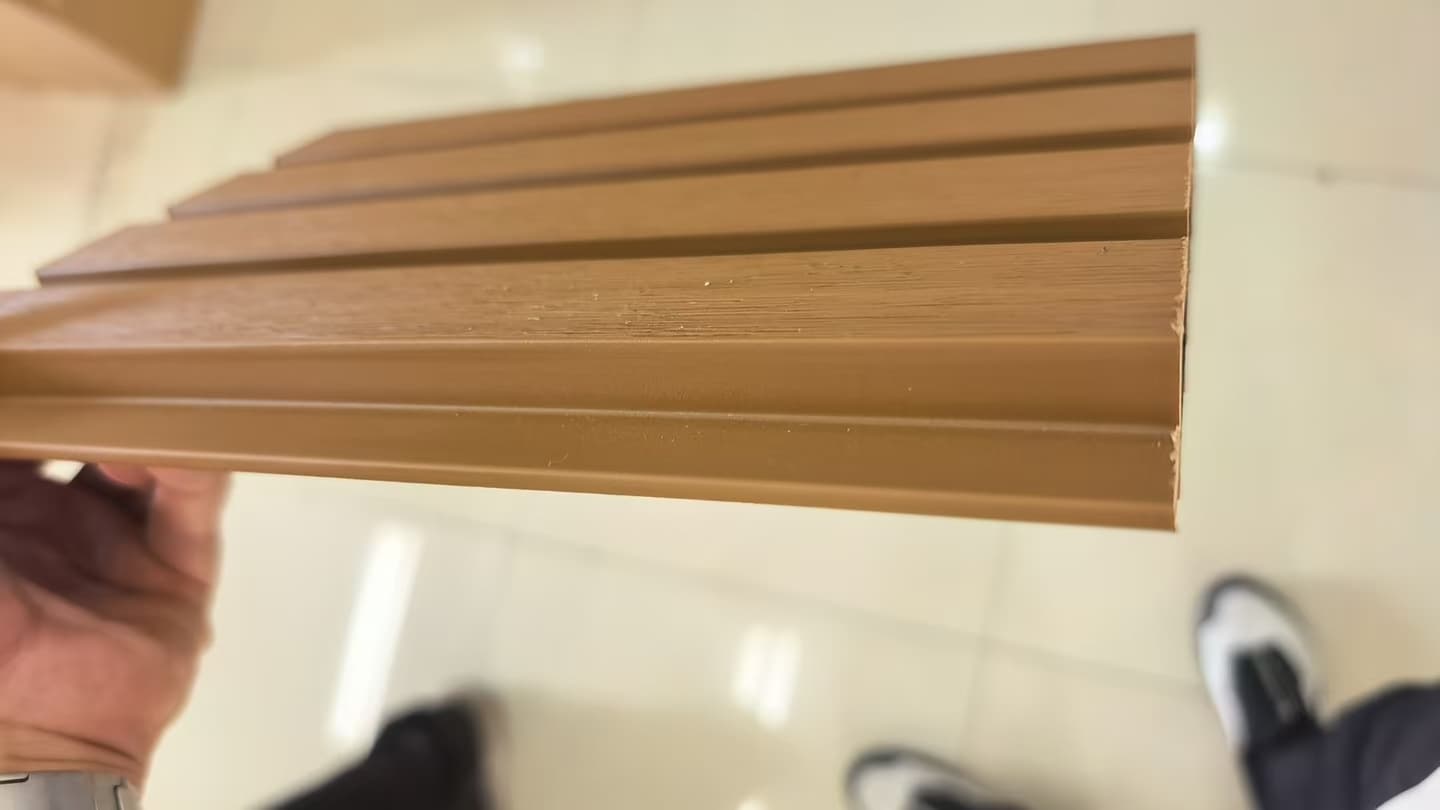 Clean side view of an outdoor WPC wall panel profile