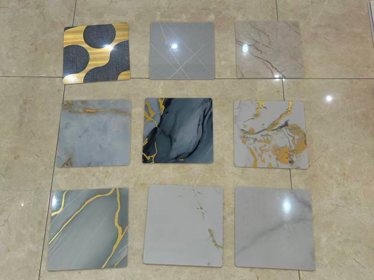 Muestras de acabados decorativos para selección